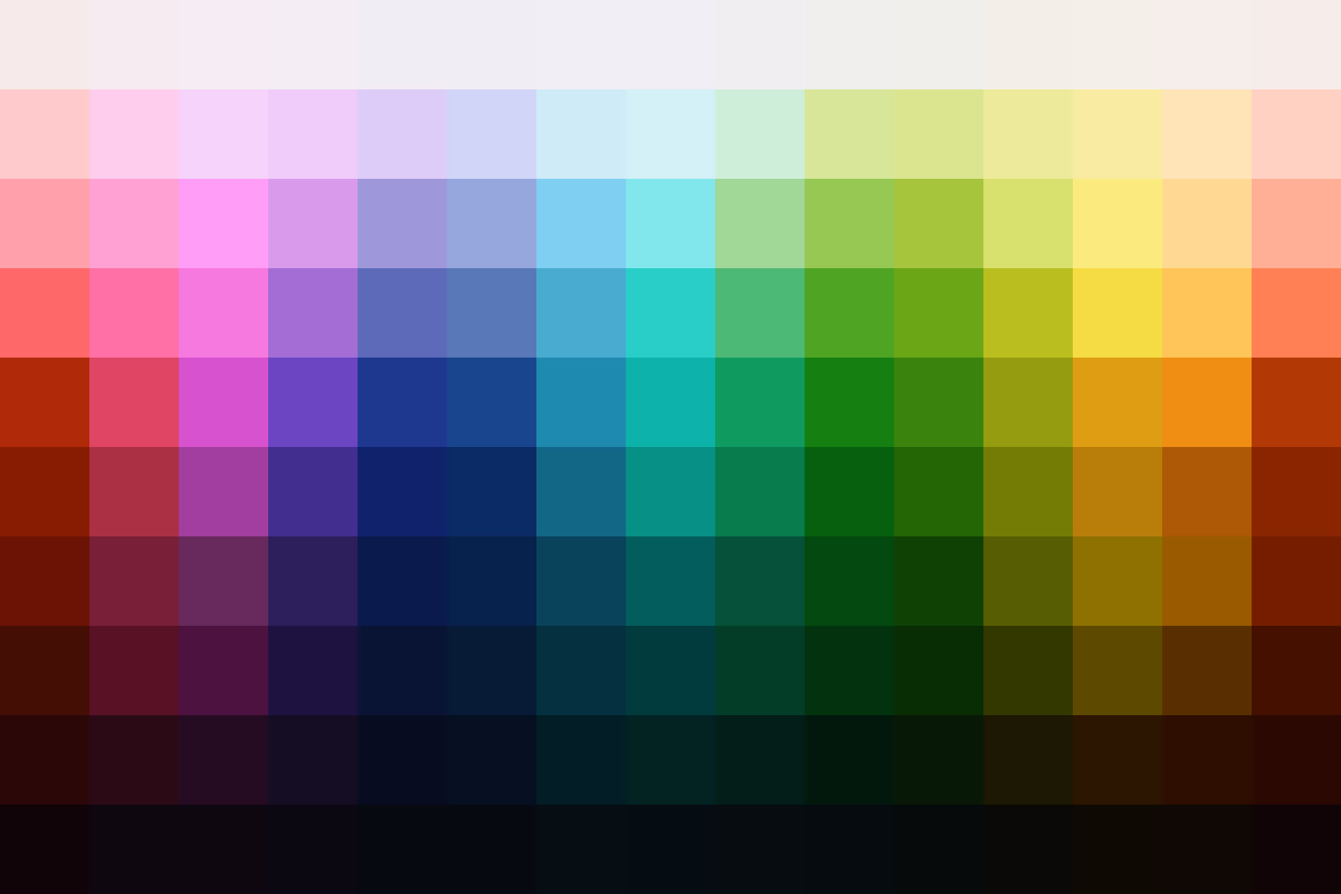 Color palette showing the adjusted hues from this Gold and Blue LUT.