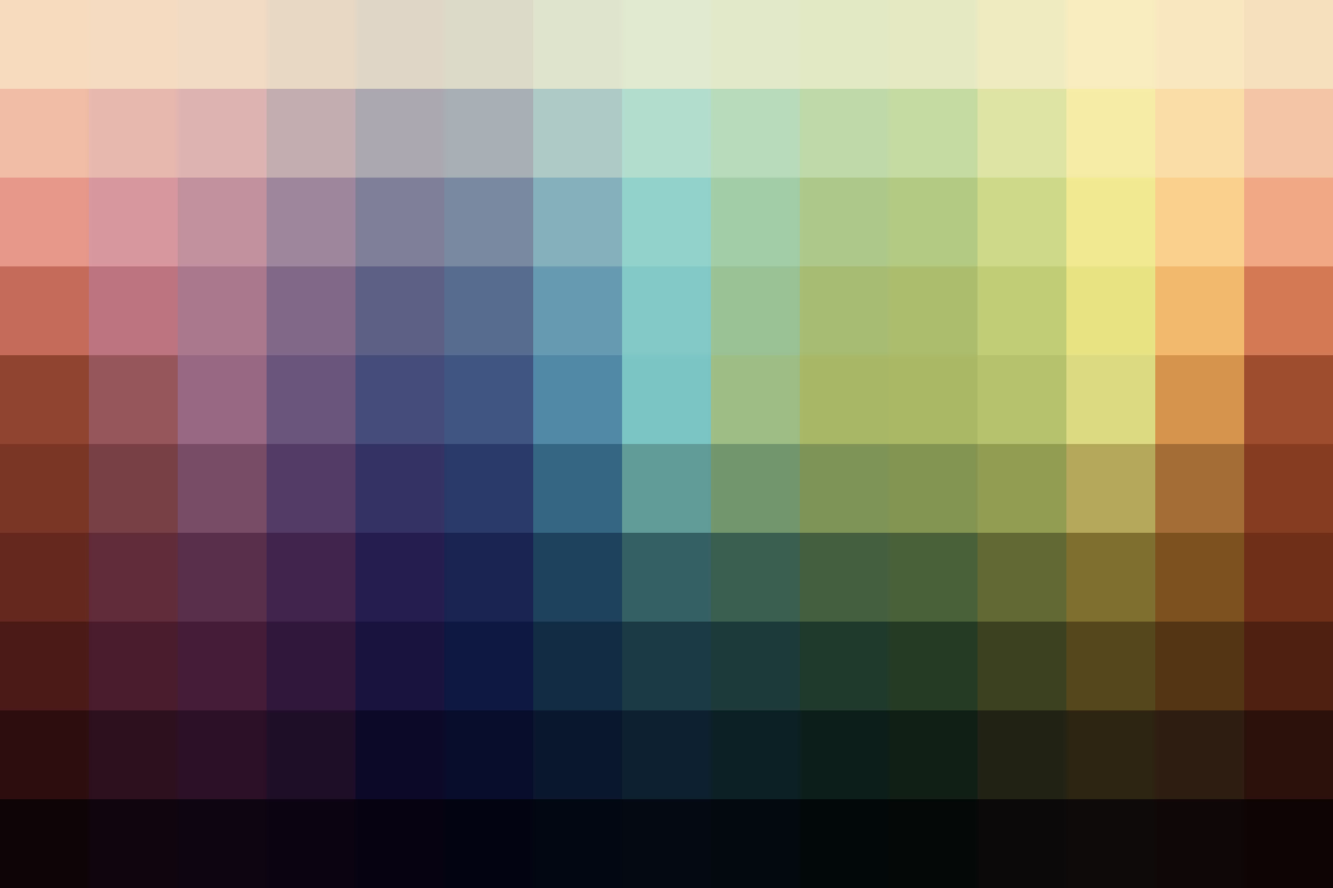Color palette showing the adjusted hues from this Oppenheimer LUT.