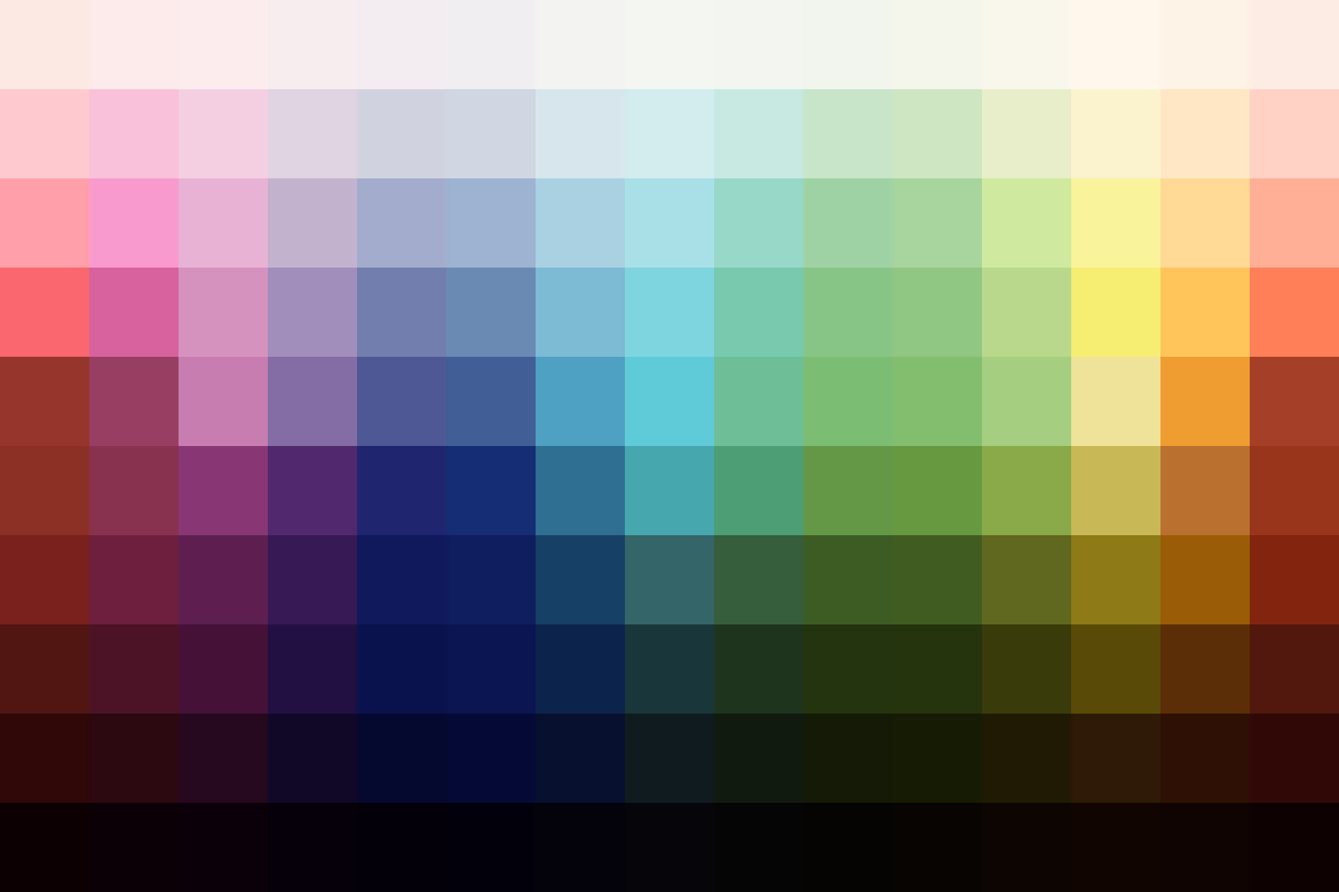 Color palette showing the adjusted hues from this Pulp Fiction LUT.